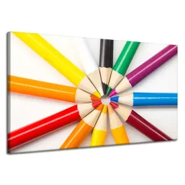 obraz-na-plotnie-kolorowe-kredki-kolo-barwnej-wyobrazni-120x70