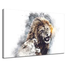 obraz-na-plotnie-ryk-lwow-grozna-para-natura-120x80-cm