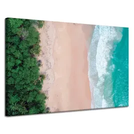 obraz-na-plotnie-drzewa-woda-brzeg-ocean-fale-120x80-cm