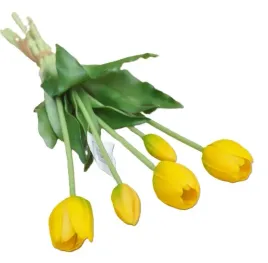 kompozycja-kwiaty-wiosenne-tulipany-zolte-gumowe-silikonowe-bukiet-5-szt