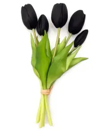 kompozycja-kwiaty-wiosenne-tulipany-czarne-gumowe-silikonowe-bukiet-7-szt