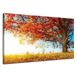 obraz-na-plotnie-piekne-drzewo-czerwone-liscie-jesien-120x70-cm