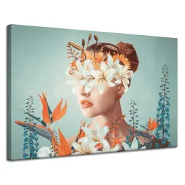 obraz-na-plotnie-kwiaty-przyroda-dziewczyna-kok-sztuka-120x80-cm