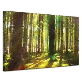 obraz-na-plotnie-olejowy-las-drzewa-swiatlo-natura-120x80-cm