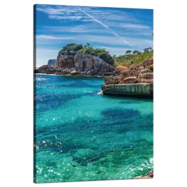 obraz-na-plotnie-krajobraz-skaly-woda-drzewa-slonce-80x120-cm