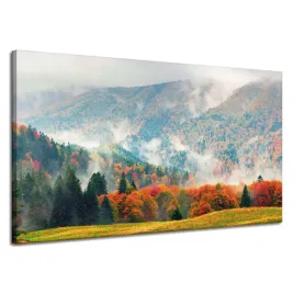 obraz-na-plotnie-gora-lasy-laki-chmury-przyroda-120x70-cm