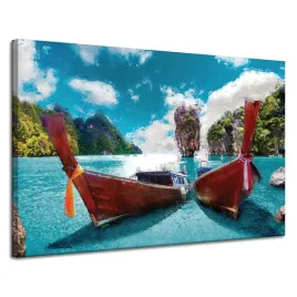 obraz-na-plotnie-lodzie-na-brzegu-woda-gory-120x80-cm
