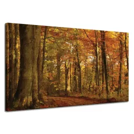 obraz-na-plotnie-styl-pastelowy-drzewa-las-jesienia-120x70-cm