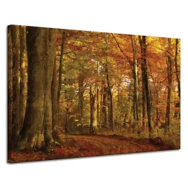 obraz-na-plotnie-styl-pastelowy-drzewa-las-jesienia-120x80-cm