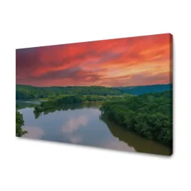 obraz-na-plotnie-rozowe-niebo-slonce-rzeka-natura-120x70-cm
