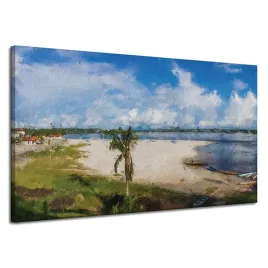 obraz-na-plotnie-plaza-woda-palma-slonce-jezioro-120x70-cm