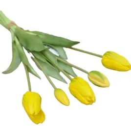 kompozycja-kwiaty-wiosenne-tulipany-zolte-gumowe-silikonowe-bukiet-5-szt
