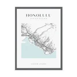 plakat-mapa-miasta-honolulu-kwadrat-40x50-cm-ramka-kamienna-szarosc