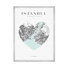 plakat-mapa-miasta-istanbul-serce-24x30-cm-ramka-srebrna