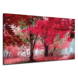 obraz-na-plotnie-rozowe-liscie-drzewa-sztuka-120x70-cm
