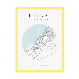plakat-mapa-miasta-dubaj-kolo-24x30-cm-ramka-zolta
