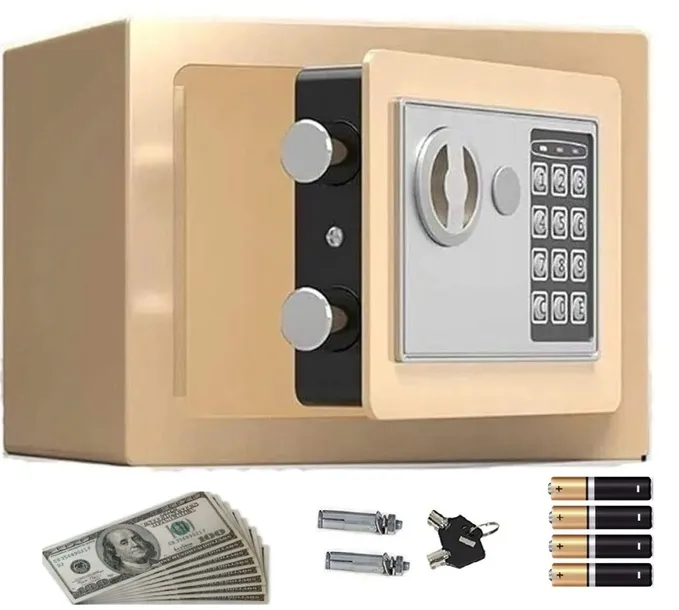 SEJF Domowy na Pieniądze Klucze Ścienny mini mały Kasa Pancerna Złoty
