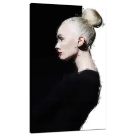 obraz-na-plotnie-czern-i-biel-kobieta-wlosy-kok-70x120-cm