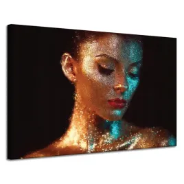 obraz-na-plotnie-zamyslona-kobieta-krople-wody-120x80-cm