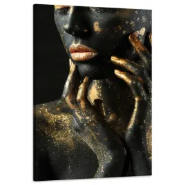 obraz-na-plotnie-kobieta-palce-zlote-plamy-sztuka-60x90-cm
