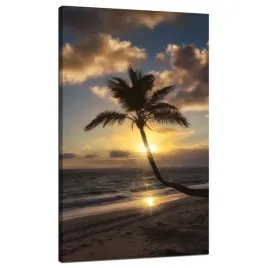 obraz-na-plotnie-natura-palma-zachod-w-tle-70x120-ocean-wakacje-plaza-widok