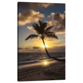 obraz-na-plotnie-natura-palma-zachod-w-tle-60x100-ocean-wakacje-plaza-widok