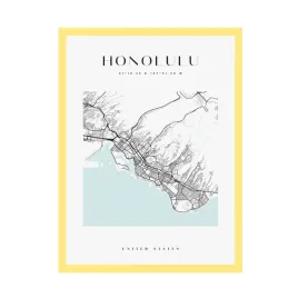 plakat-mapa-miasta-honolulu-kwadrat-24x30-cm-ramka-zolta