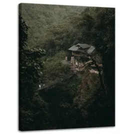 obraz-na-plotnie-natura-dom-w-gorach-30x40-cm-most-wiszacy-zielone-barwy