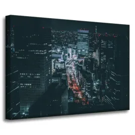 obraz-na-plotnie-architektura-tokyo-noca-70x50-cm-azja-japonia-z-lotu-ptaka