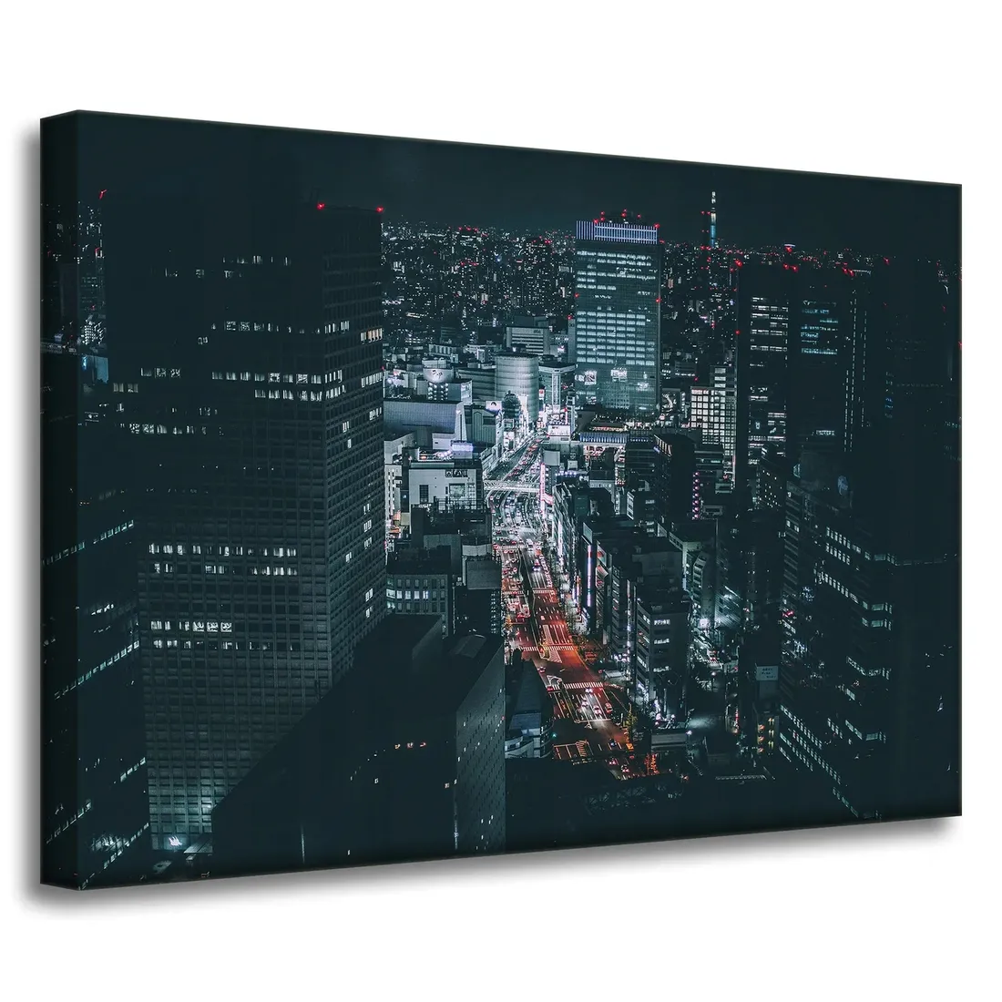 obraz-na-plotnie-architektura-tokyo-noca-70x50-cm-azja-japonia-z-lotu-ptaka-stan-nowy