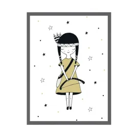 plakat-dzieciece-mala-indianka-24x30-cm-ramka-kamienna-szarosc