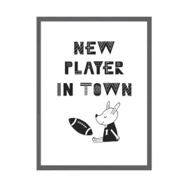 plakat-dzieciece-new-player-in-town-24x30-cm-ramka-kamienna-szarosc