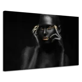 obraz-na-plotnie-czarna-kobieta-zlote-usta-i-oczy-120x80-cm