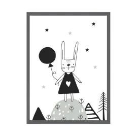 plakat-dzieciece-krolik-z-balonem-24x30-cm-ramka-kamienna-szarosc
