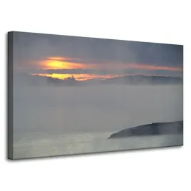 obraz-na-plotnie-natura-zachodzace-slonce-100x60-mglisty-krajobraz-widok