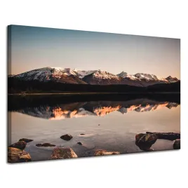 obraz-na-plotnie-natura-krajobraz-gory-staw120x80-szczyty-wschod-slonca