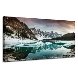 obraz-na-plotnie-natura-jezioro-w-gorach-120x60-cmgorski-klimat-zima-snieg