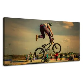 obraz-na-plotnie-mlodziez-rower-akrobacje-120x60-skatepark-pasja-jazda-bmx
