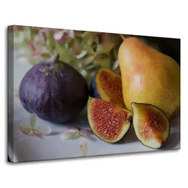 obraz-na-plotnie-kuchnia-owoce-figi-90x60-cm-gruszka-talerz-motyw-kuchenny