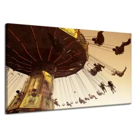 obraz-na-plotnie-park-rozrywki-karuzela-120x70-cm-ludzie-na-hustawkach
