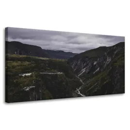 obraz-na-plotnie-natura-gorski-potok-80x40-cm-doliny-rzeczka-widok-chmury