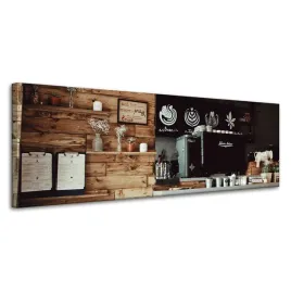 obraz-na-plotnie-drewniana-retro-kuchnia-120x40-cm-kawiarnia-ekspres-kawowy