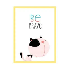 plakat-dzieciece-kotek-be-brave-24x30-cm-ramka-zolta