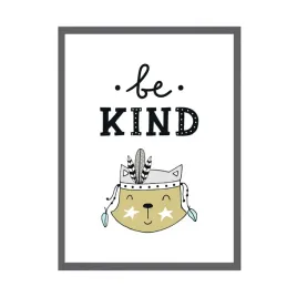 plakat-dzieciece-napis-be-kind-24x30-cm-ramka-kamienna-szarosc