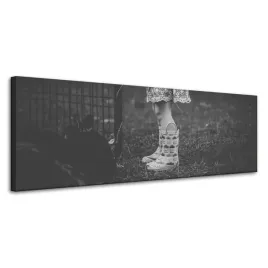 obraz-na-plotnie-czarno-biale-kalosze-120x40-cm-dziecinstwo-nostalgia-szary