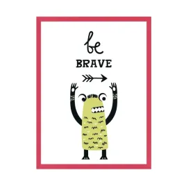 plakat-dzieciece-napis-be-brave-potworki-24x30-cm-ramka-amarant
