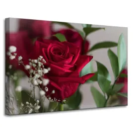 obraz-na-plotnie-botanika-czerwone-roze-90x60-cm-romantyczny-bukiet-okazja