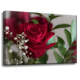 obraz-na-plotnie-botanika-czerwone-roze-60x40-cm-romantyczny-bukiet-okazja