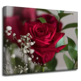 obraz-na-plotnie-botanika-czerwone-roze-50x40-cm-romantyczny-bukiet-okazja