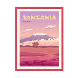 plakat-panstwa-tanzania-afryka-kilimandzaro-24x30-cm-ramka-amarant